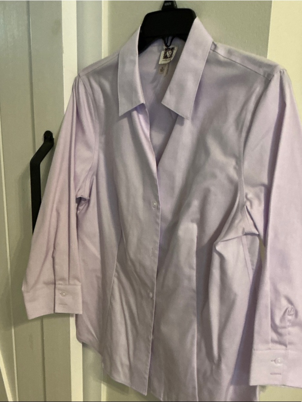 Anne Klein Lavender Button-Front Blouse
